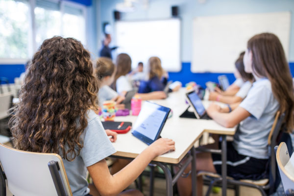 School children using tablets powered by Giganet broadband and leased lines