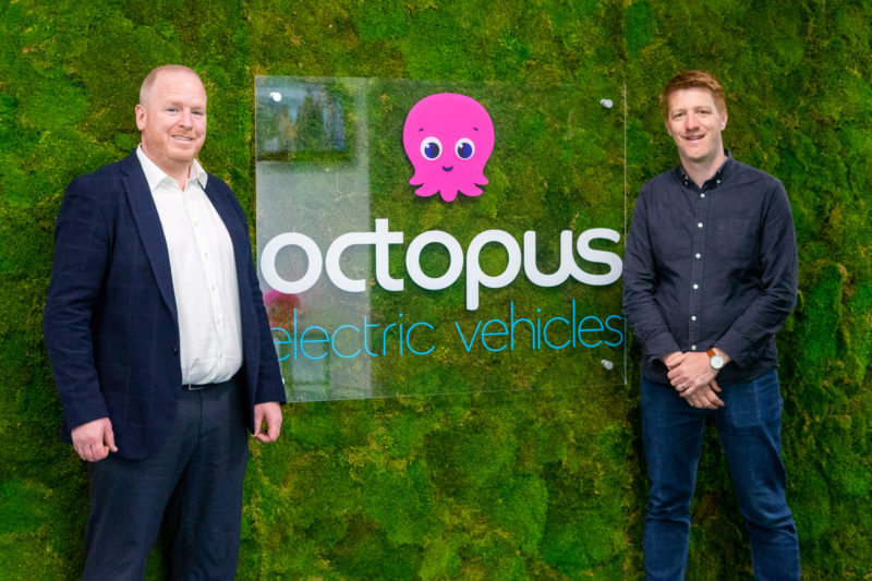 CEO Jarlath stood with the Octopus electic vehicles sign