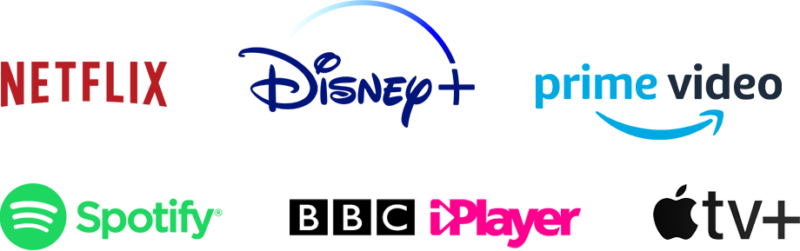 Netflix Disney Prime Spotify BBC TV+