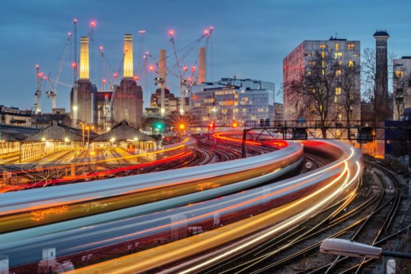 Speeding fibre optic light trails through city