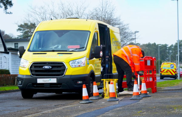 CityFibre broadband installation being completed by Giganet on street