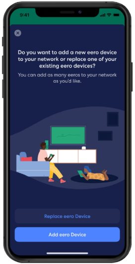 eero app - add eero device