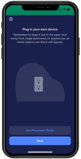 eero app - plug in eero device