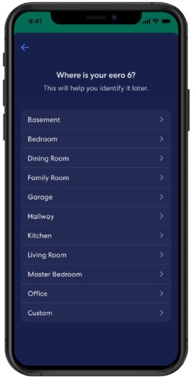 eero app - device location selection